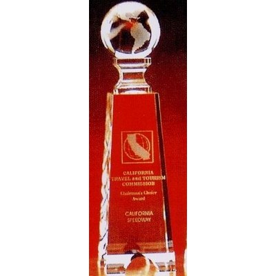 Crystal Series 2 1/2"x9" Crystal Globe On Gate Tower Award