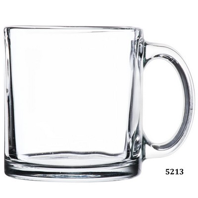 13 Oz. Clear Glass Coffee Mug, 3-3/4"H