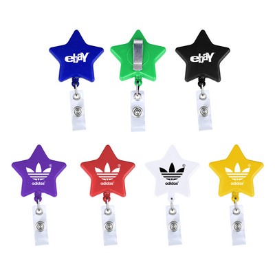 Star 28" Retractable Badge Holder with Metal Clip on Back