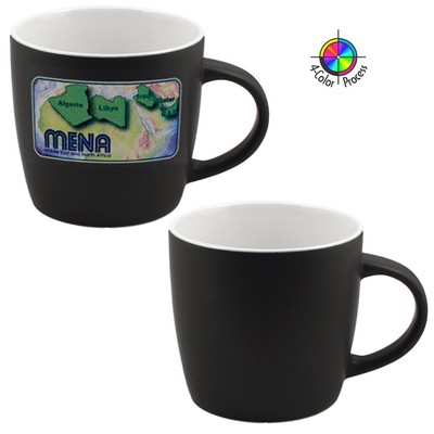 12 Oz. Two-Tone Black/White Euro Cafe Mug - 4 Color Process
