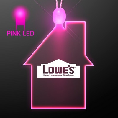 Imprinted House Light Up Necklace with Pink LED - PRINTED