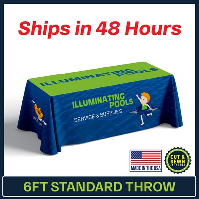 6ft x 30"T x 29"H - 4 Sided Hemmed Standard Table Throws - Dye Sublimation - Made in the USA