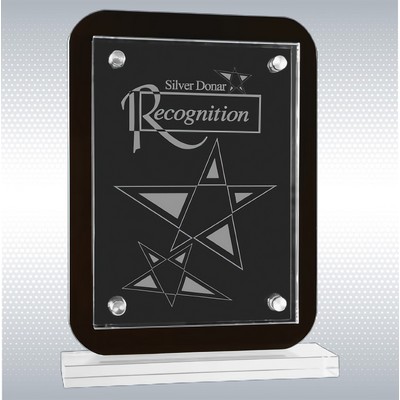 Black Floating Glass Standup Plaque (7 1/2" x 10")