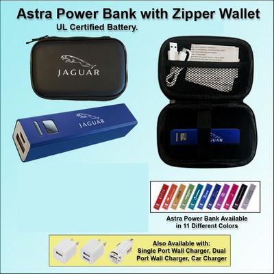 Astra Power Bank Gift Set in Zipper Wallet 2000 mAh - Dark Blue No Extra Tariff