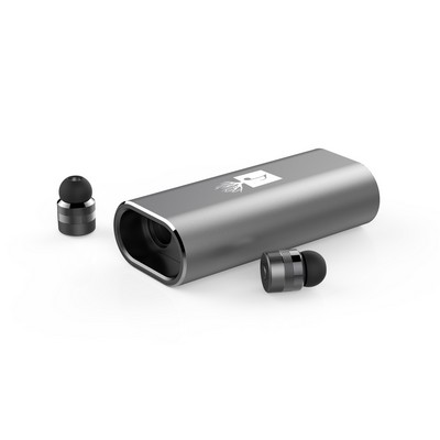 UL Classic Aluminum 2-in-1 TWS Bluetooth Earbuds w/200mAh Power Bank