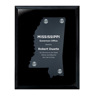 Frosted Acrylic MS State Cutout on Black Plaque