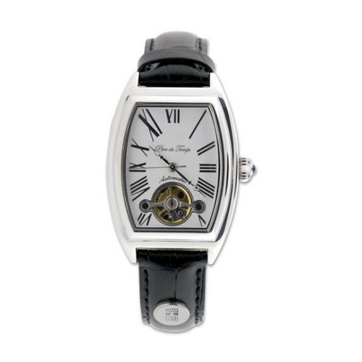 Ladies' Black/Silver Wristwatch W/ Silver Medallion