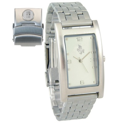 Men's Rectangle Silver Wristwatch