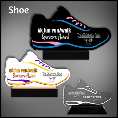 6" wide Black Shoe Acrylic Award