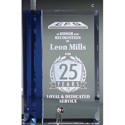 Glass Standing Award w/Blue Accent (4"x6")