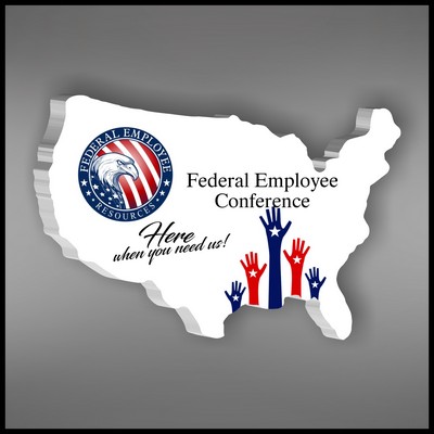 5.73" USA Shape Paperweight in White