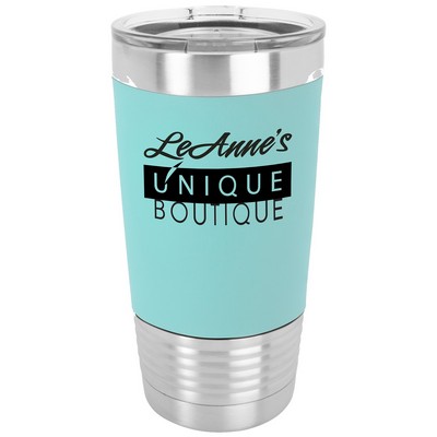 Stainless Steel Tumbler w/Teal Blue Silicone Grip