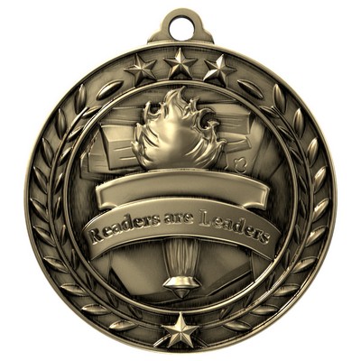 Antique Readers Are Leaders Wreath Award Medallion (1-3/4")