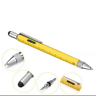 6" 1 Multitool Pen for Men with 4 ruler Level Gauge Screwdriver and Touchscreen Stylus