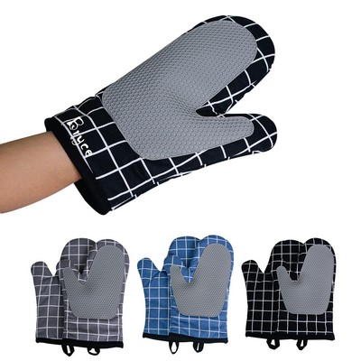 Silicone And Polyester Cotton Heat Resistant Glove Oven Mitt