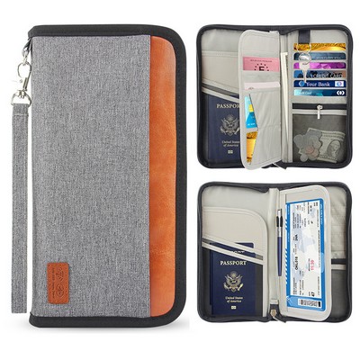 Zipper Card Case Organizer w/Removable Wrist Strap