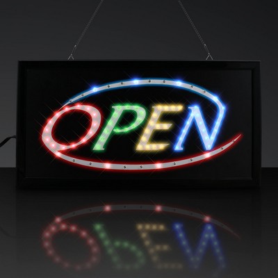 LED Light Up OPEN Sign, Plug-In Moving Lights - BLANK