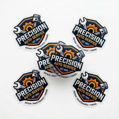 .004 Custom Shape Clear Gloss Vinyl / low tack adh face Decals (17 to 24 sq in) Full Color