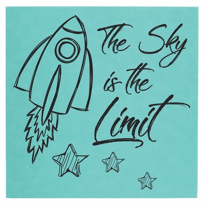 14" x 14" Teal Leatherette Wall Decor with Sawtooth Hanger