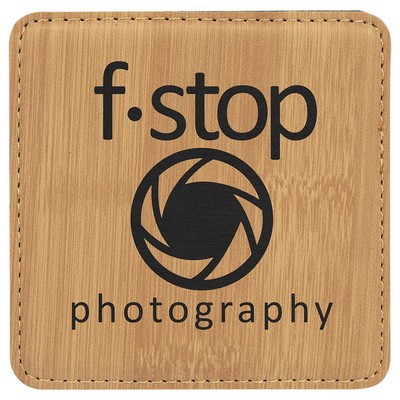 4" x 4" Square Bamboo Leatherette Coaster