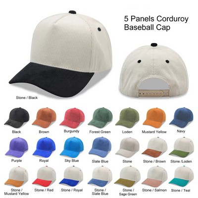 5 Panel Corduroy twotone Snapback Cap