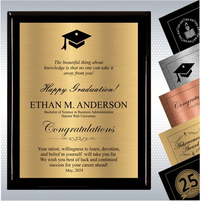 Black Piano Finish Wood Plaque Graduation Gift (10.5" x 13")