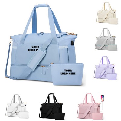 Sports Travel Duffel Bag w/USB Charging Port