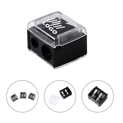 Double Hole Pencil Sharpener with Clear Lid