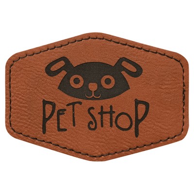 3-1/2"x2-1/2" Hexagon Patches, Rawhide Laserable Leatherette
