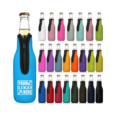 Beer Bottle Insulator Sleeve with Zipper