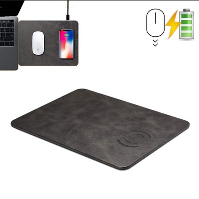 2 in 1 leather Mouse Pad & Qi wireless Charger