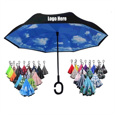 Reverse Upside Down Car Umbrella with C handle