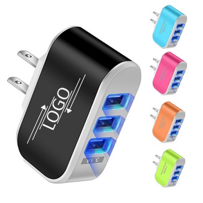 5 W Smart Illuminated Charger With 3 Usb Ports