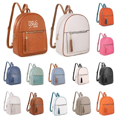Tassel Backpack with Secured Zipper