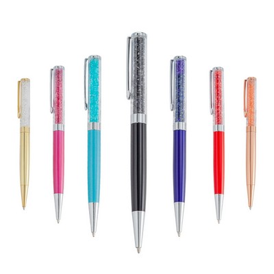 Flat Tip Metal Pen w/Diamonds