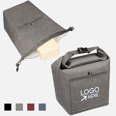 Insulated Roll-Top Lunch Bag With Front Pocket