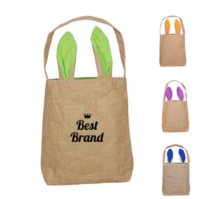 Collapsible Jute Bunny Ear Easter Tote Bags