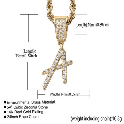 Street Style Cubic Zirconia Handwritten Letter Necklace