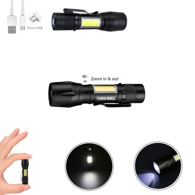 Portable Mini Zoom Function LED Flashlight with Clip