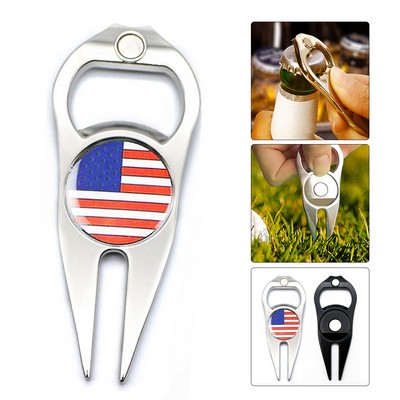 Zinc Alloy Golf Divot Tool with Bottle Opener