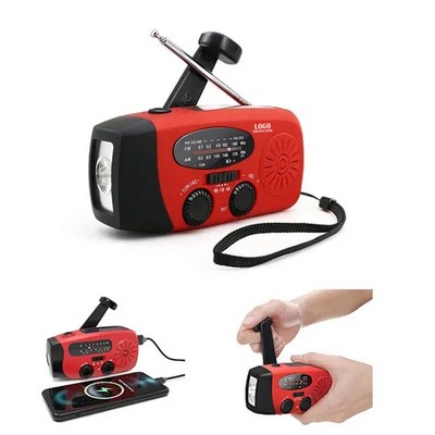 Emergency Solar Hand Crank NOAA AMFM Radio LED Flashlight