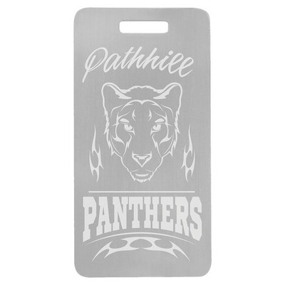 3.875" x 2" Silver Anodized Aluminum Luggage Tag