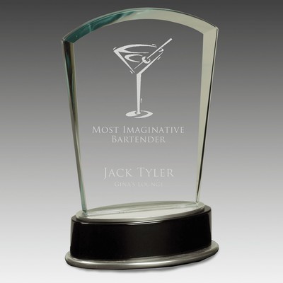 6.75" Jade Fan Glass w/Silver and Black Piano Finish Base