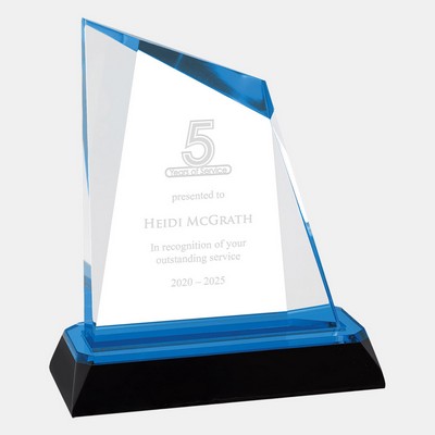 Acrylic Blue Peak Diamond Award with Base (L)
