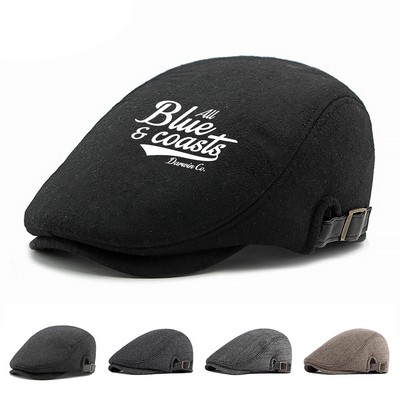 Wool Blend Adjustable Newsboy Hat