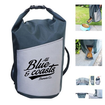Portable Dog Food Storage Bag with Adjustable Roll-Down Top and Shoulder Strap