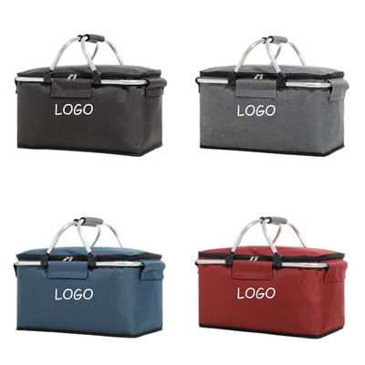 18L Large Picnic Basket Leak-Proof Insulated Folding