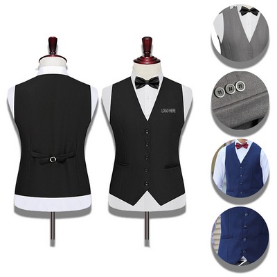 Custom Suit Vests V-Neck Casual Vest Dress for Men