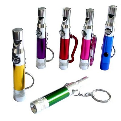 Mini LED Compass with Whistle and Keychain