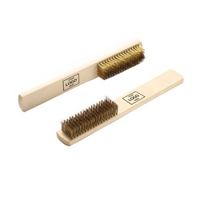 Copper wire brush with wooden handle